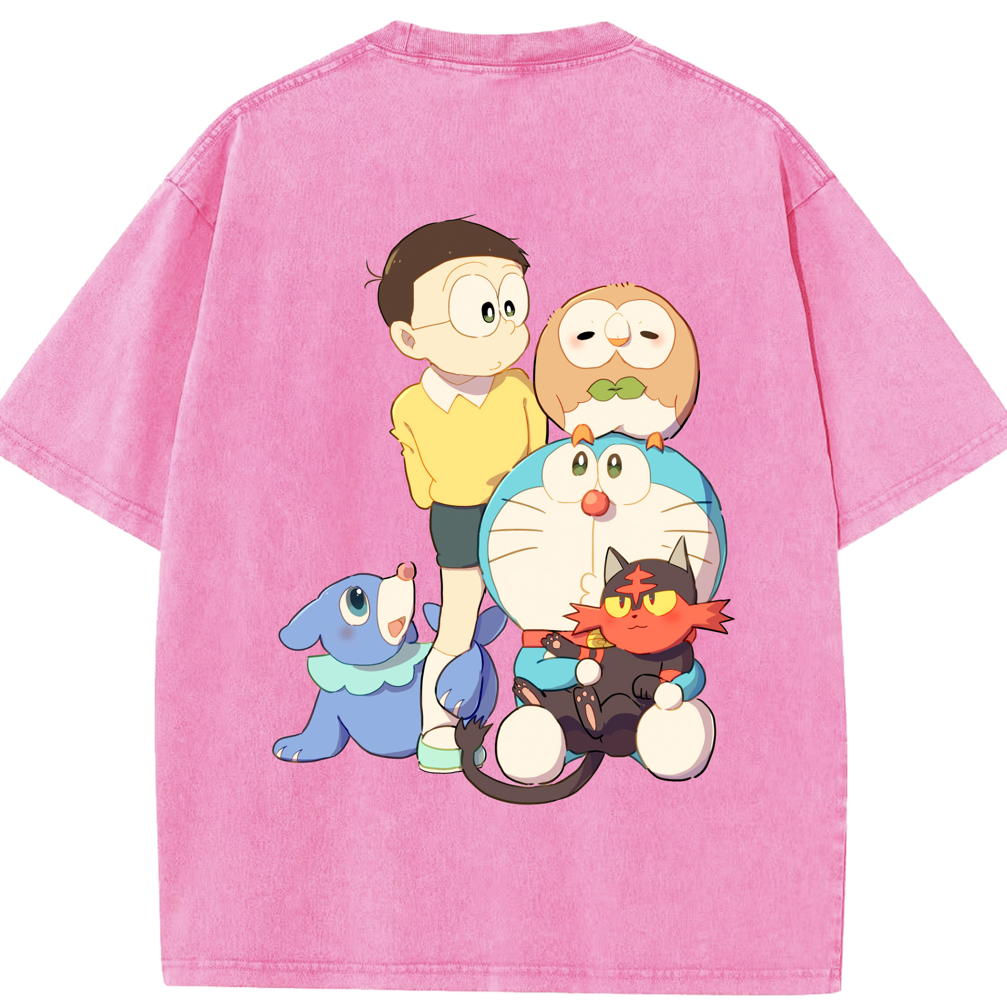 （画像用） ドラえもん Doraemon 綿100% ヴィンテージ風 半袖Tシャツ（背面プリント）